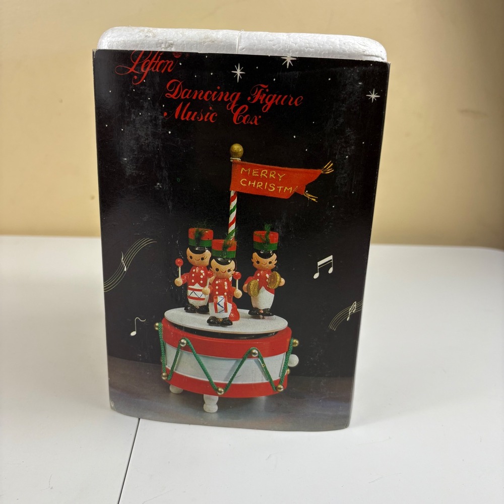 Vintage Lefton Santa Angel Wind Up Music Box‎ Rotating Christmas Japan w Box